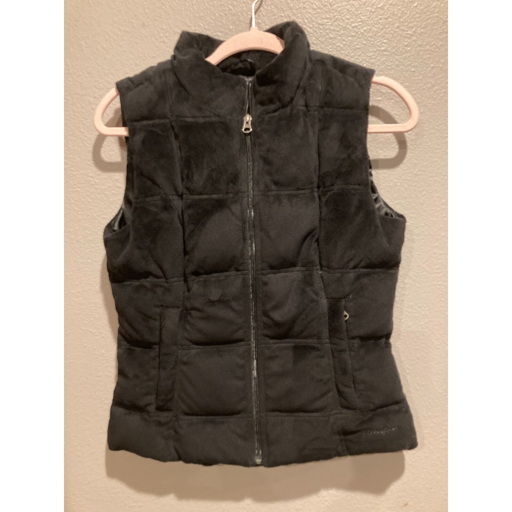 Women's EDDIE BAUER Premium Goose Down Velvet/Velour Puffer Vest Size XS